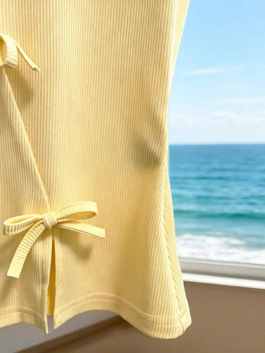 SHEIN Franclia بلوزة نسائية بفيونكات جانبية أنيقة