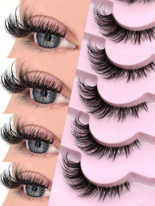 SHEIN GROINNEYA طقم 7 أزواج من رموش صناعية  بشريط شفاف