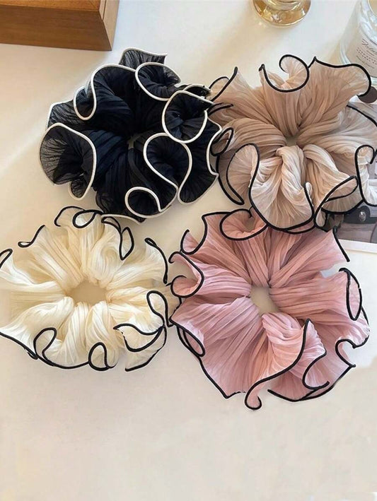 SHEIN شرائط شعر شيفون ودانتيل بشكل فيونكة – 4 قطع