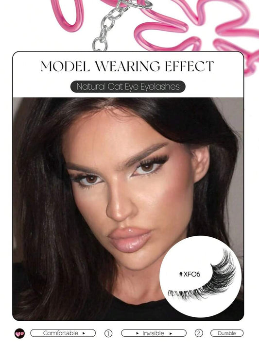 SHEIN GROINNEYA طقم 7 أزواج من رموش صناعية  بشريط شفاف