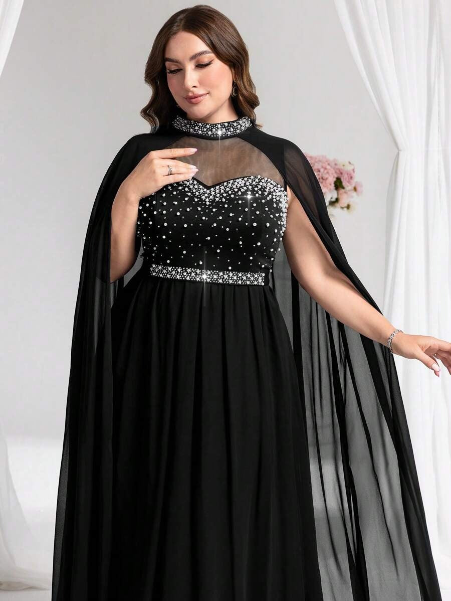 SHEIN فستان سهرة رسمي مطرز للنساء بستايل واسع وأنيق
