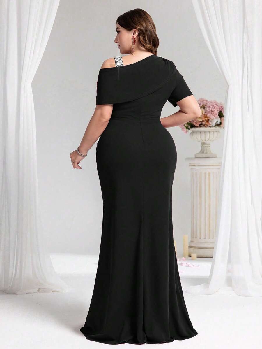 SHEIN Coutiva فستان سهرة  أسود طويل