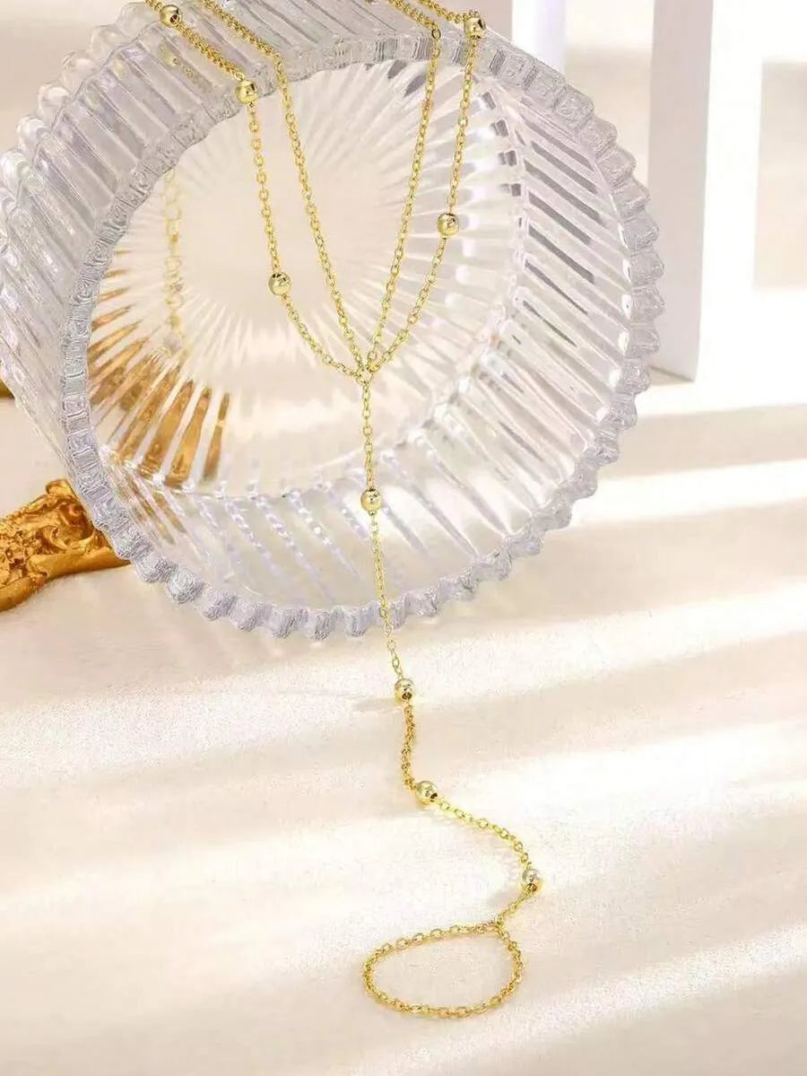 SHEIN خلخال حلقة إصبع قدم مطلي بالذهب 18 قيراط فولاذ مقاوم للصدأ طبقتين