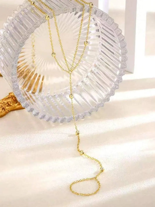 SHEIN خلخال حلقة إصبع قدم مطلي بالذهب 18 قيراط فولاذ مقاوم للصدأ طبقتين