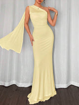 SHEIN Firerie فستان ماكسي أصفر ضيق وأنيق