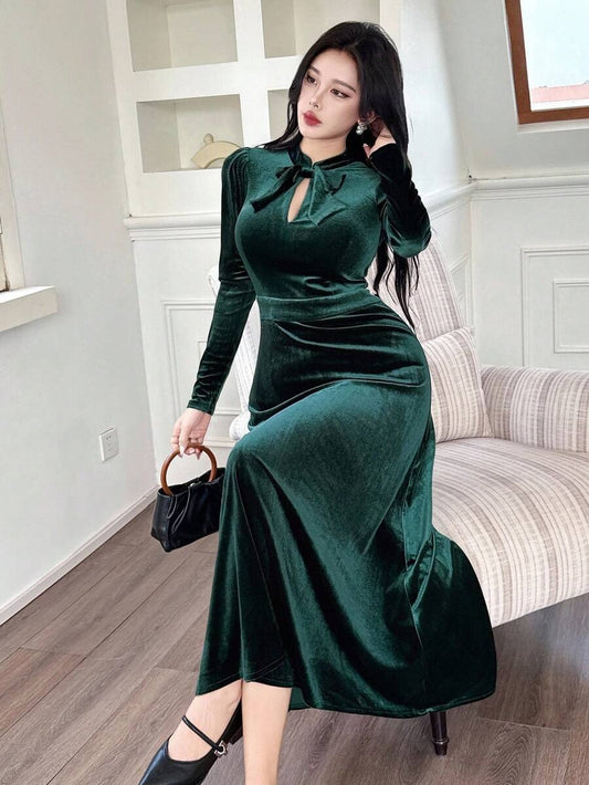 SHEIN DAZY فستان طويل أنيق أخضر