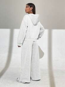 SHEIN INAWLY طقم نسائي كاجوال من قطعتين بلون رمادي فاتح