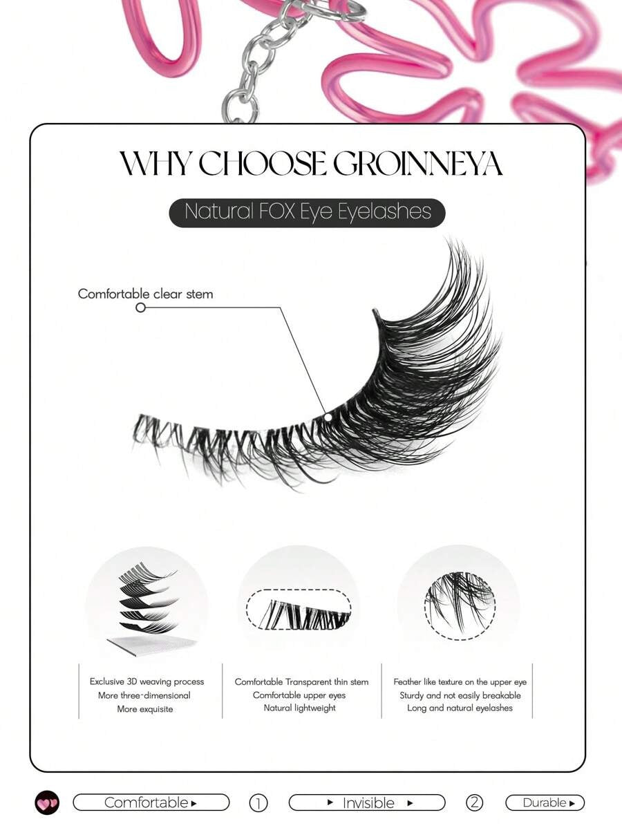 SHEIN GROINNEYA طقم 7 أزواج من رموش صناعية  بشريط شفاف