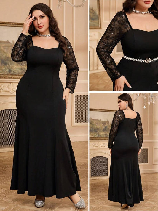 SHEIN فستان ماكسي أسود طويل