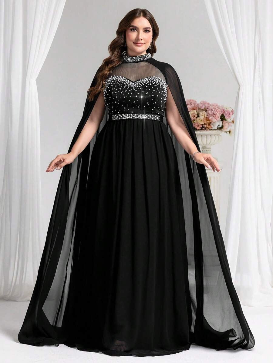 SHEIN فستان سهرة رسمي مطرز للنساء بستايل واسع وأنيق