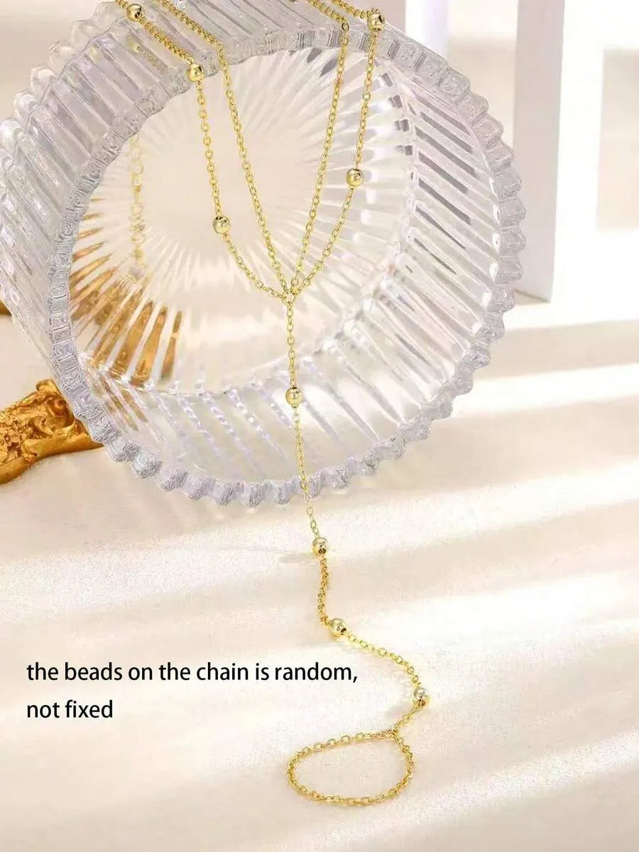 SHEIN خلخال حلقة إصبع قدم مطلي بالذهب 18 قيراط فولاذ مقاوم للصدأ طبقتين