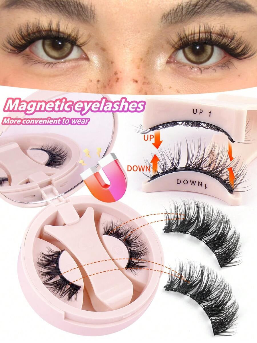 SHEIN MAGEFY 3D زوج رموش ناعمة وخفيفة مغناطيسية مانجا