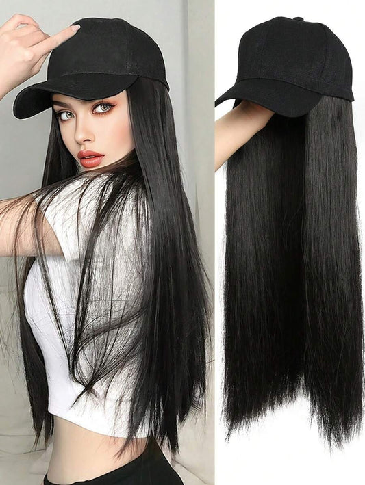 SHEIN باروكة شعر مع قبعة بيسبول