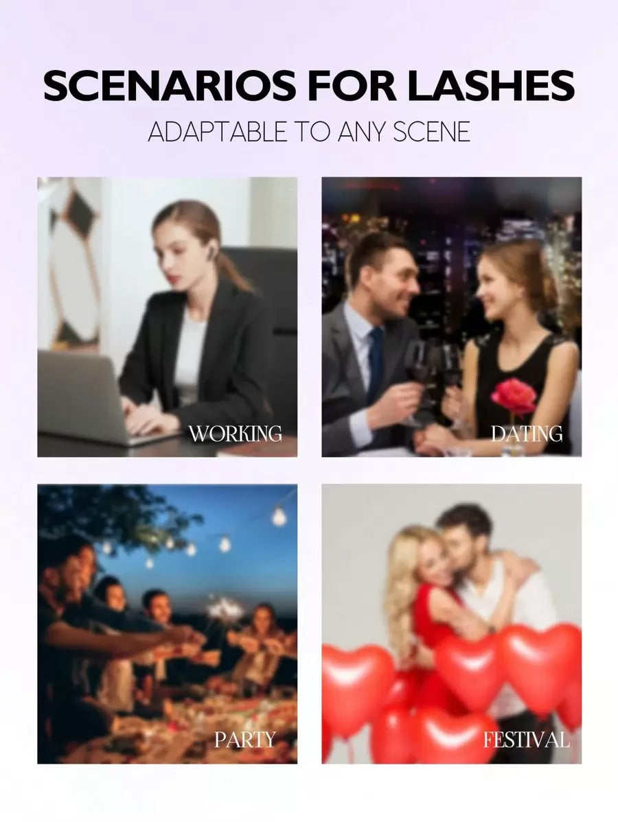 SHEIN GROINNEYA طقم 7 أزواج من رموش صناعية  بشريط شفاف