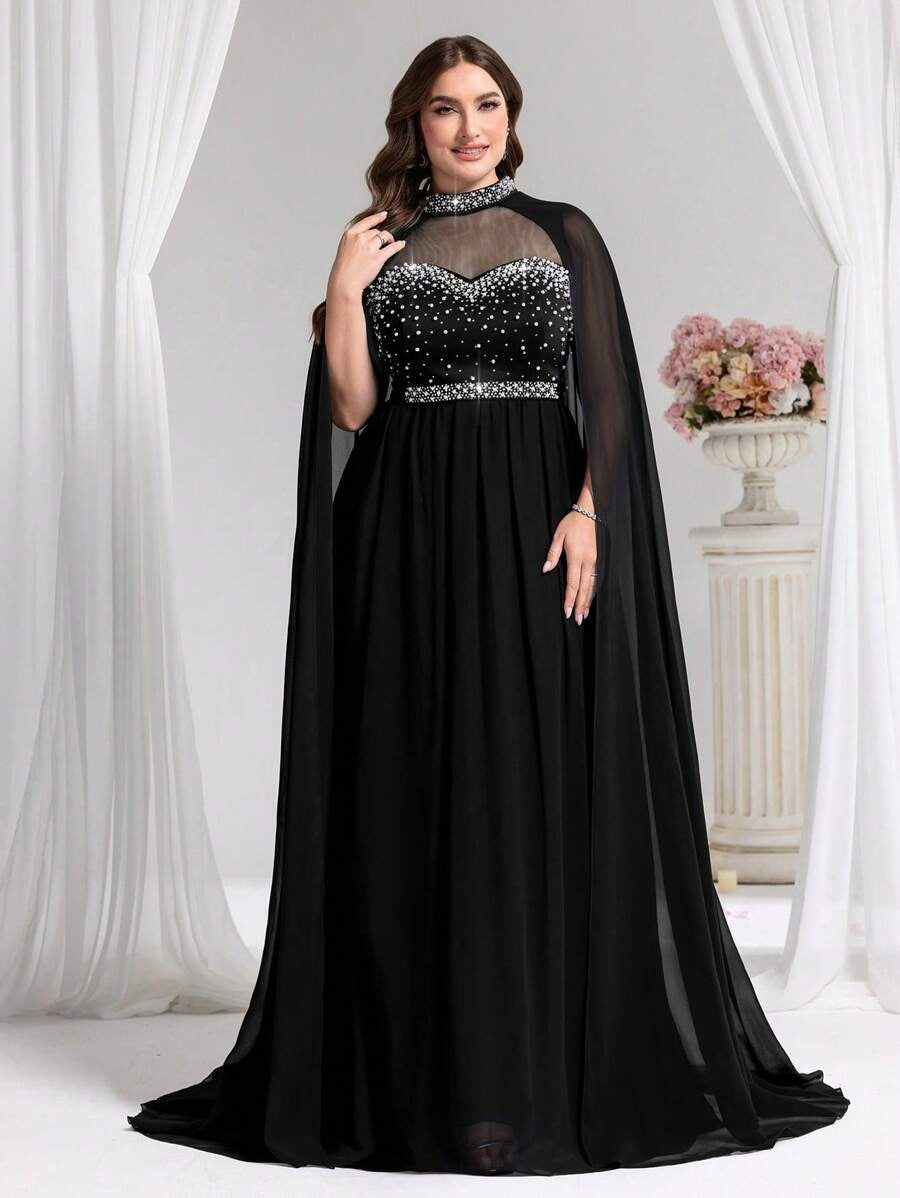 SHEIN فستان سهرة رسمي مطرز للنساء بستايل واسع وأنيق