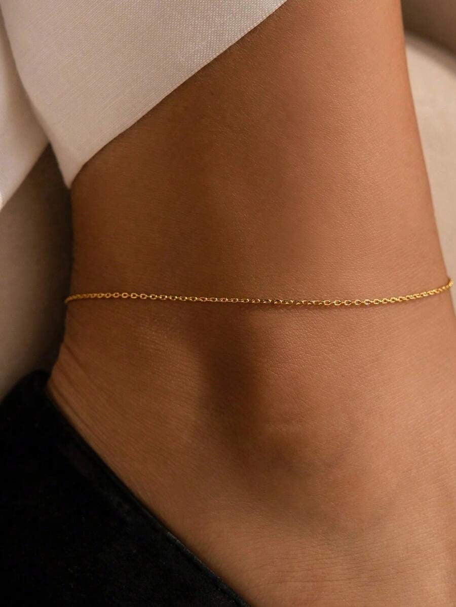 SHEIN طقم 2 سوار كاحل ذهب 18 قيراط