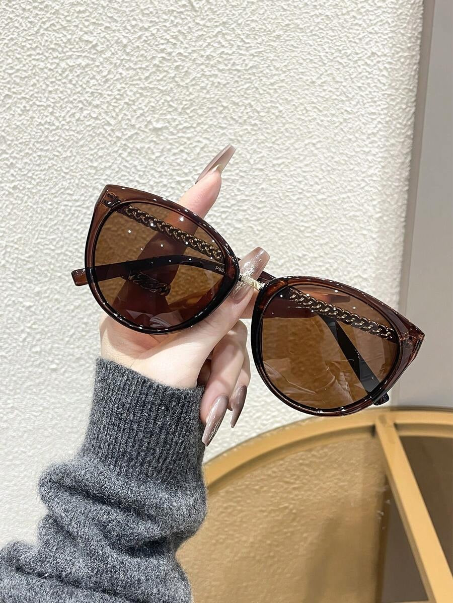 SHEIN نظارات شمسية نسائية بعدسات لون بني