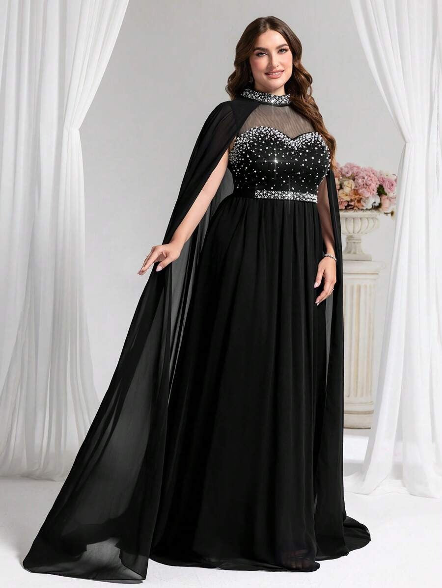 SHEIN فستان سهرة رسمي مطرز للنساء بستايل واسع وأنيق