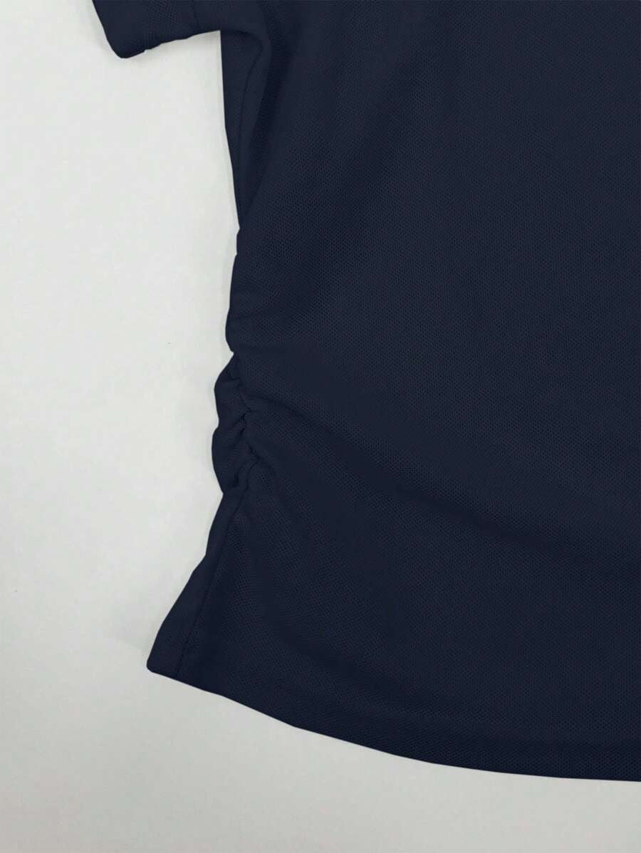 SHEIN تيشيرت نسائي بلون أزرق بحري أنيق