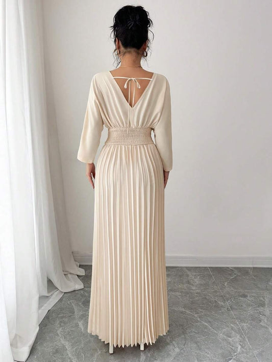 SHEIN Rafferiza فستان ماكسي مطوي بلون مشمشي