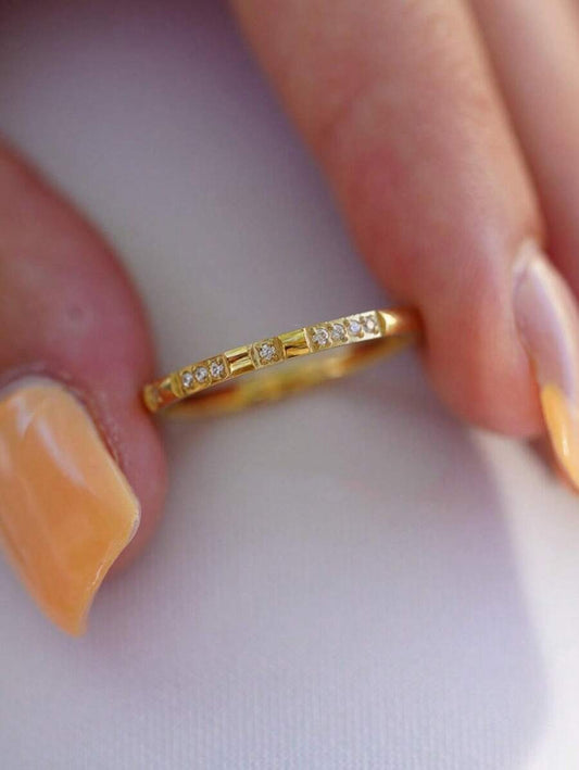 SHEIN مجموعة 3 قطع خواتم ذهبية من ستانلس ستيل