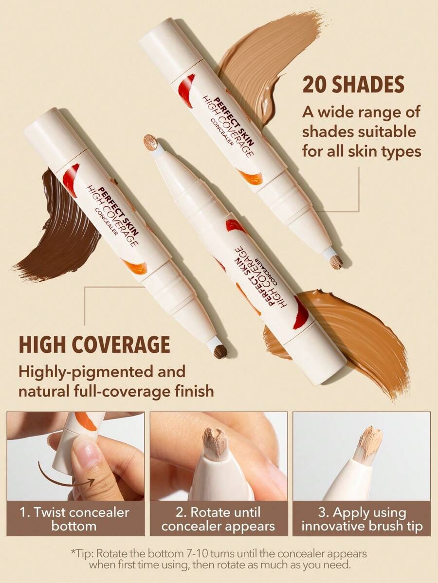 SHEGLAM Perfect Skin كونسيلر تغطية عالية ذهبي
