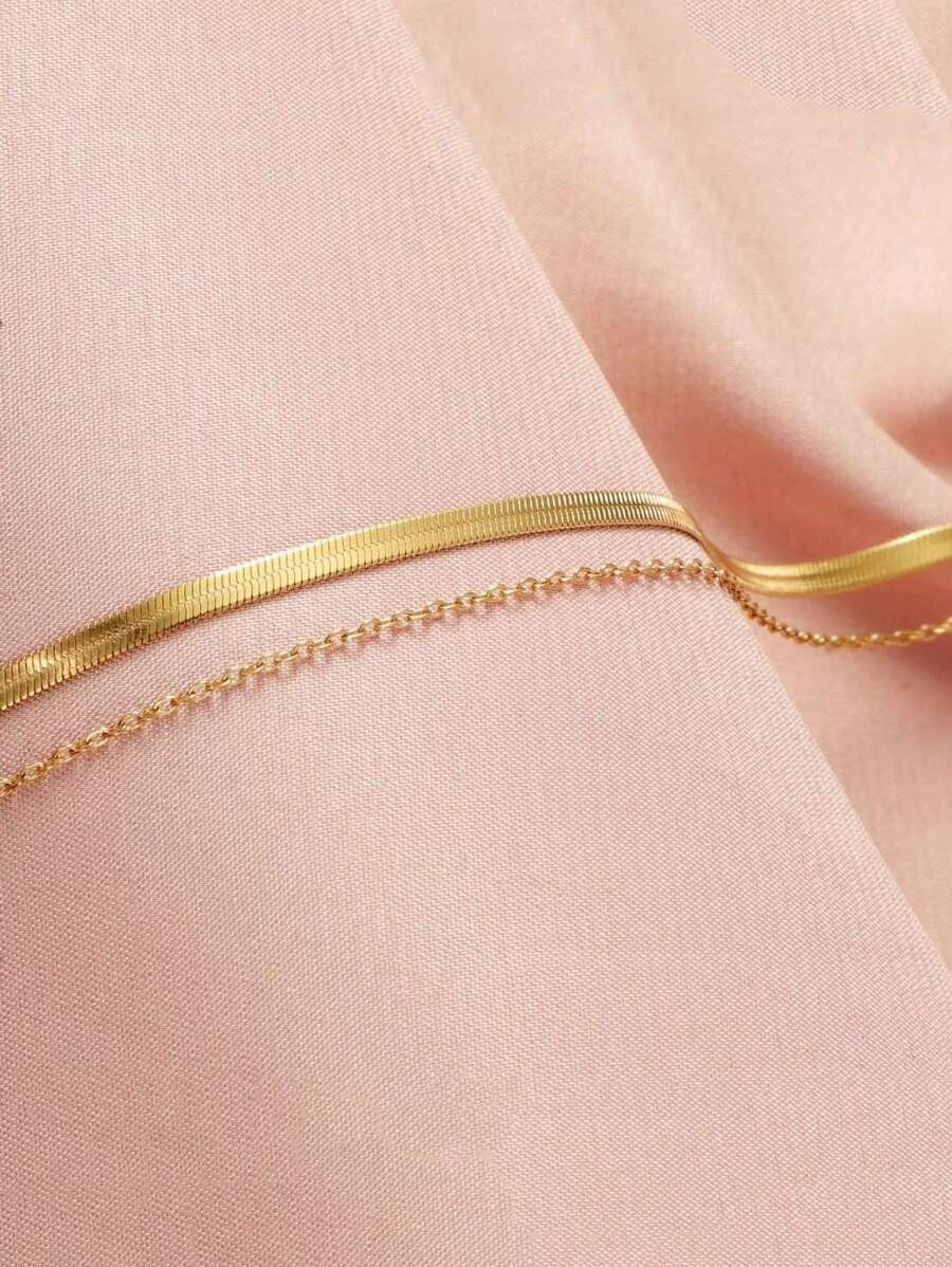 SHEIN طقم 2 سوار كاحل ذهب 18 قيراط