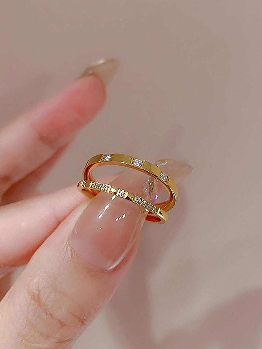 SHEIN خاتم 2 قطعة أنيق مطلي بـذهب عيار 18 قيراط