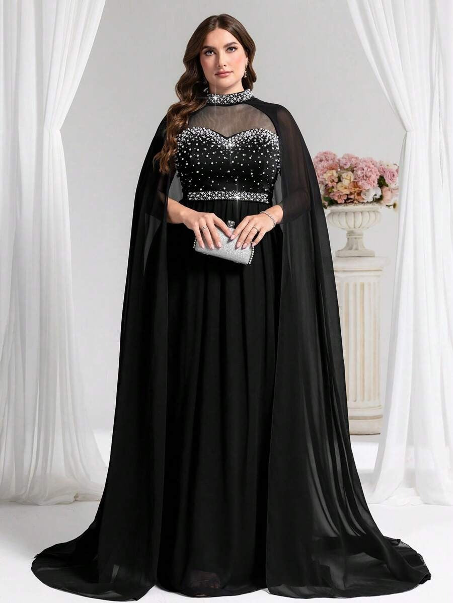 SHEIN فستان سهرة رسمي مطرز للنساء بستايل واسع وأنيق