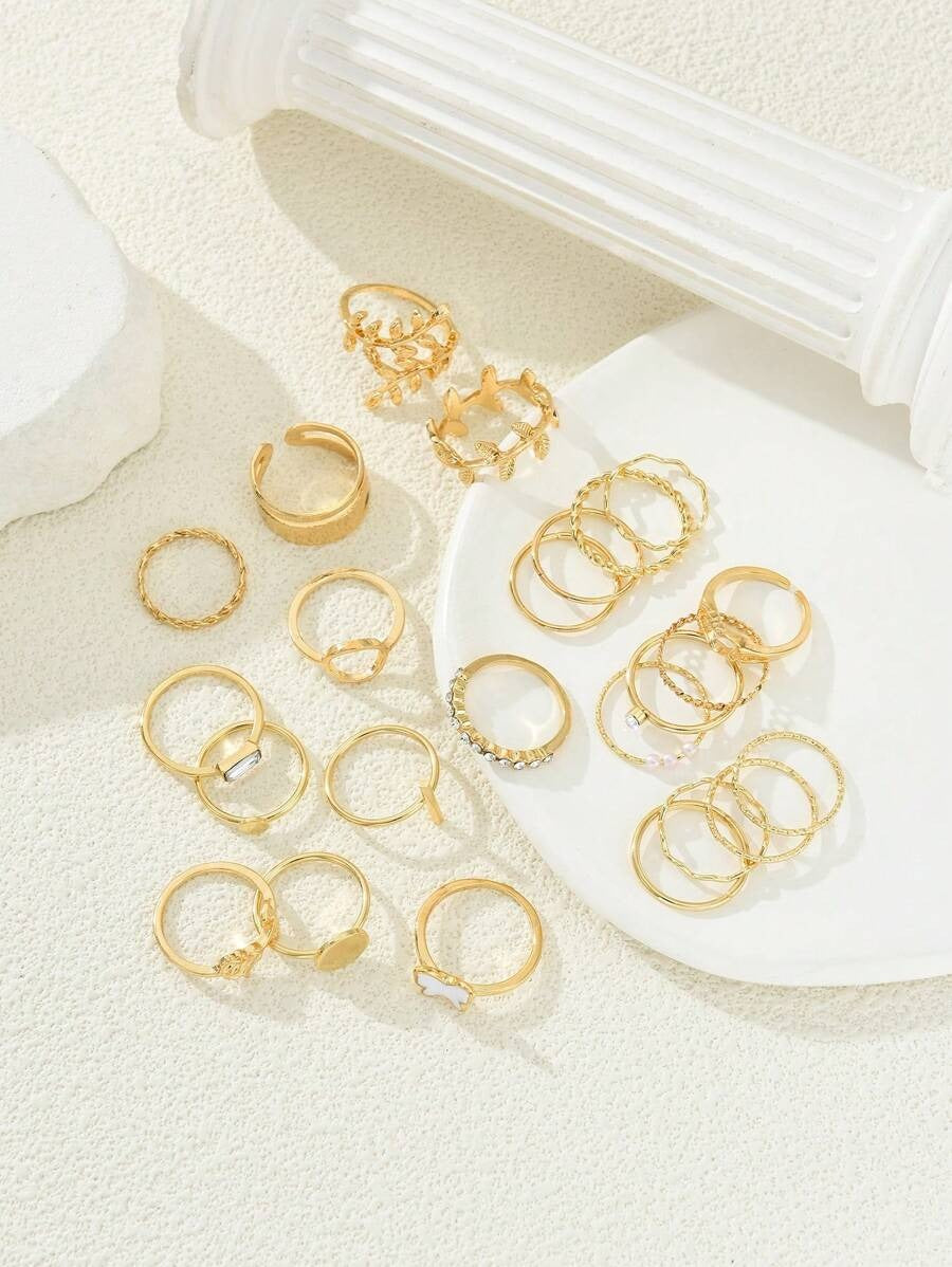 SHEIN طقم أنيق من 24 خاتم بأشكال مختلفة