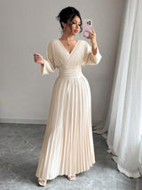 SHEIN Rafferiza فستان ماكسي مطوي بلون مشمشي
