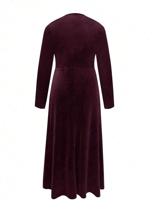 SHEIN Nicoleshop فستان أنيق أحمر بنفسجي