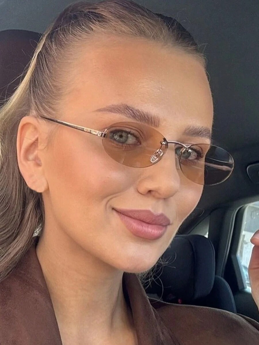 SHEIN نظارات شمسية دائرية بإطار معدني