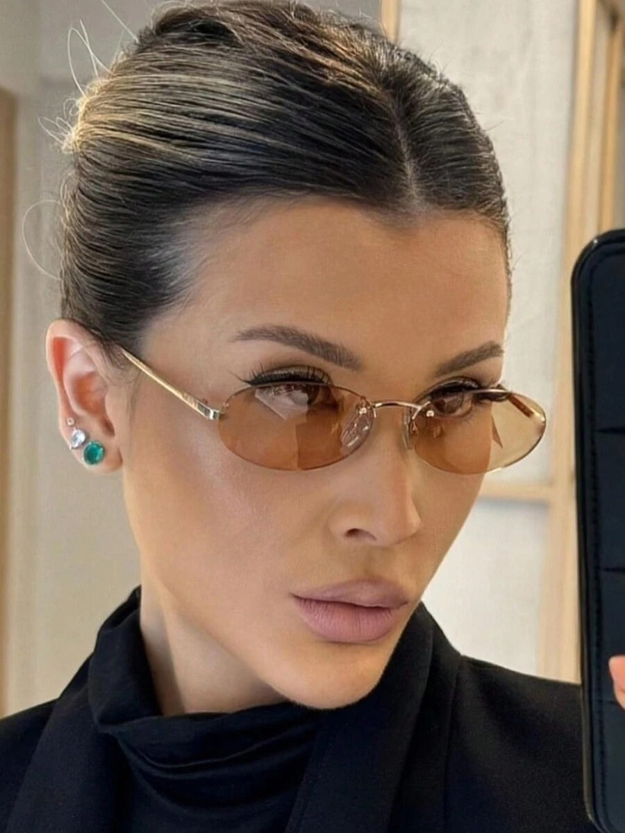 SHEIN نظارات شمسية دائرية بإطار معدني