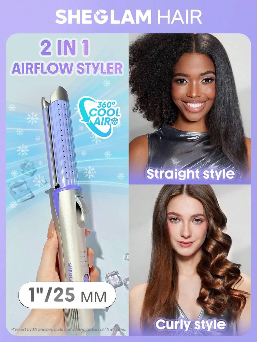 SHEGLAM Cool Lock Airflow مكواة تجعيد الشعر لون فضي أنيق