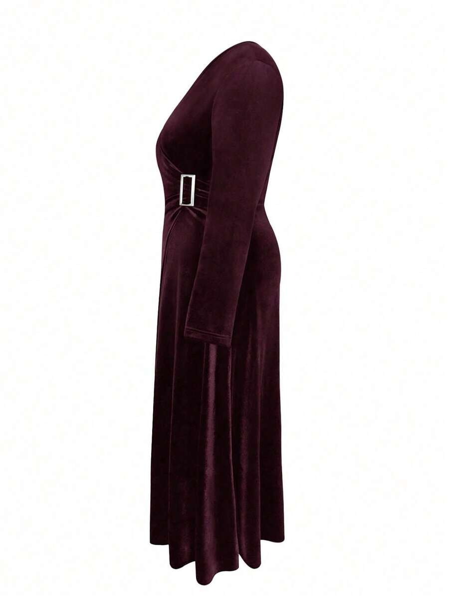 SHEIN Nicoleshop فستان أنيق أحمر بنفسجي