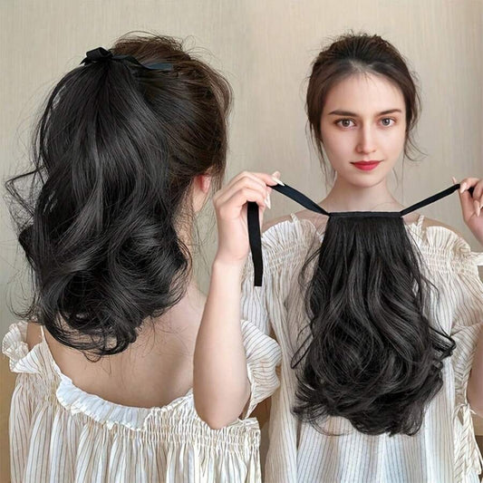 SHEIN ذيل حصان بودي ويف مع شريط ربط ودبوس