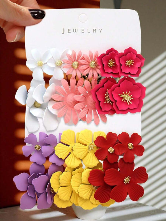 SHEIN طقم 12 أقراط ملونة بتصميم بوهيمي