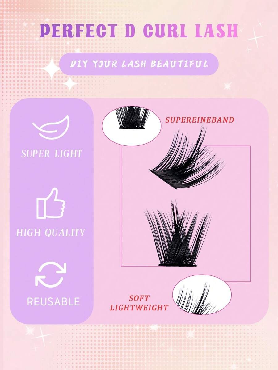 SHEIN طقم كامل للرموش العنقودية لون أسود