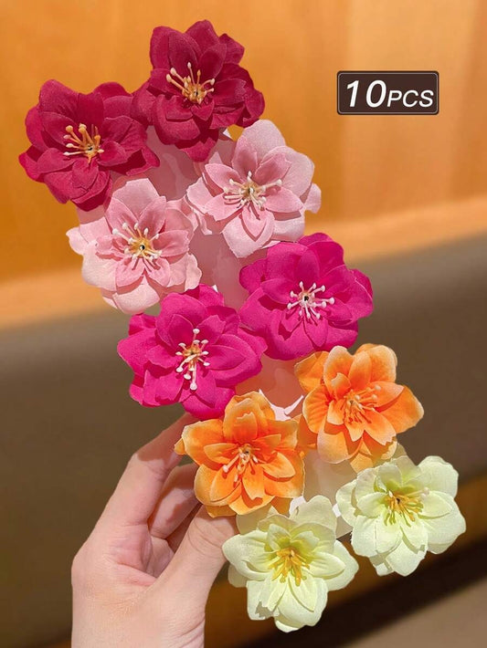 SHEIN مجموعة 10 دبابيس شعر بوهيمية بزهور هاواي