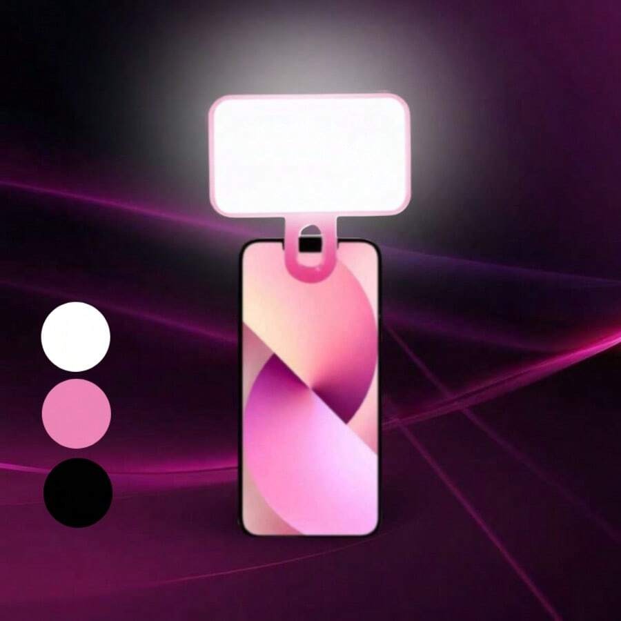SHEIN LED ضوء سيلفي حلقي  محمول بمشبك أبيض