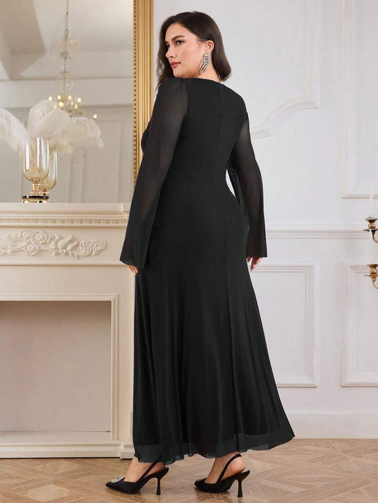 SHEIN Modelyn فستان ناعم وأنيق أسود طويل