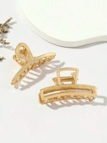 SHEIN طقم 2 مشابك شعر معدنية بتصميم أنيق – ذهبي