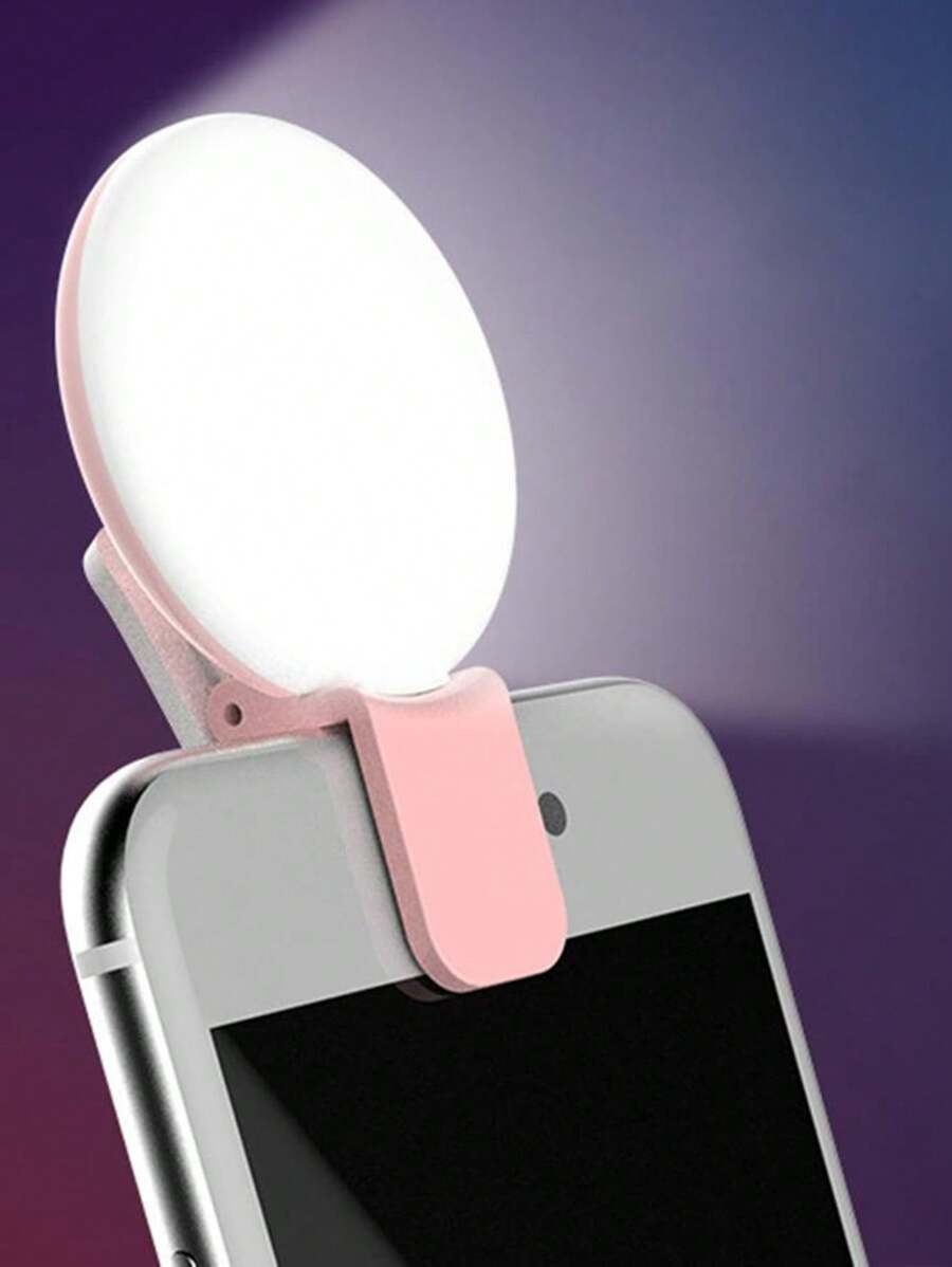 SHEIN LED ضوء سيلفي حلقي  محمول بمشبك أبيض
