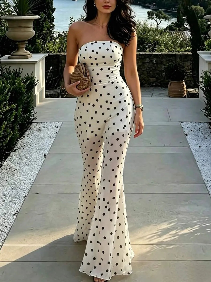 SHEIN PariChic  جمبسوت مكشوفة الكتفين بنقاط بولكا من