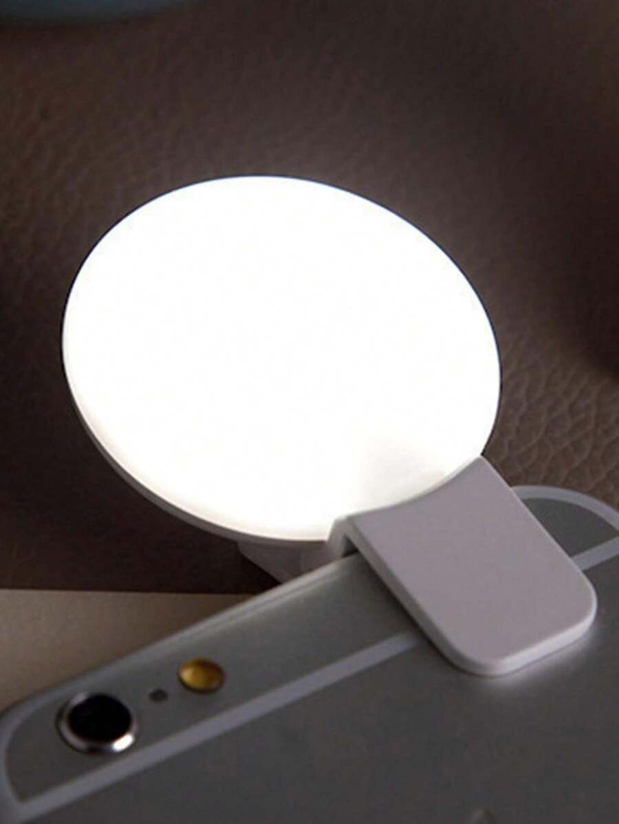 SHEIN LED ضوء سيلفي حلقي  محمول بمشبك أبيض
