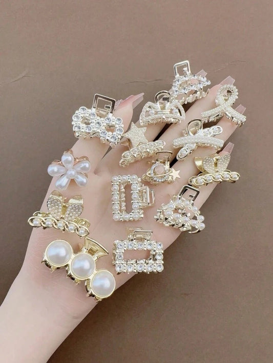 SHEIN مشابك شعر معدنية مرصعة بالراين