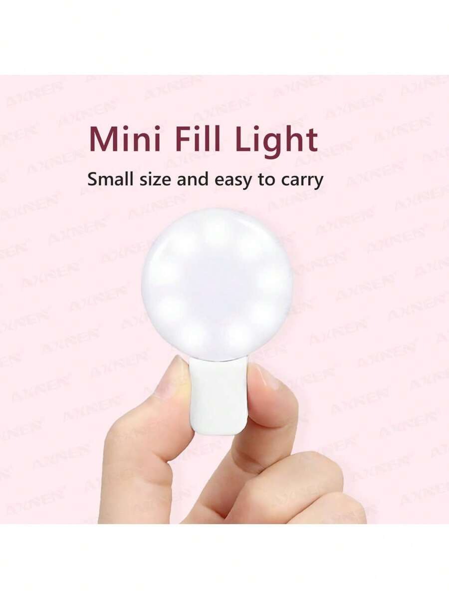 SHEIN LED ضوء سيلفي حلقي  محمول بمشبك أبيض