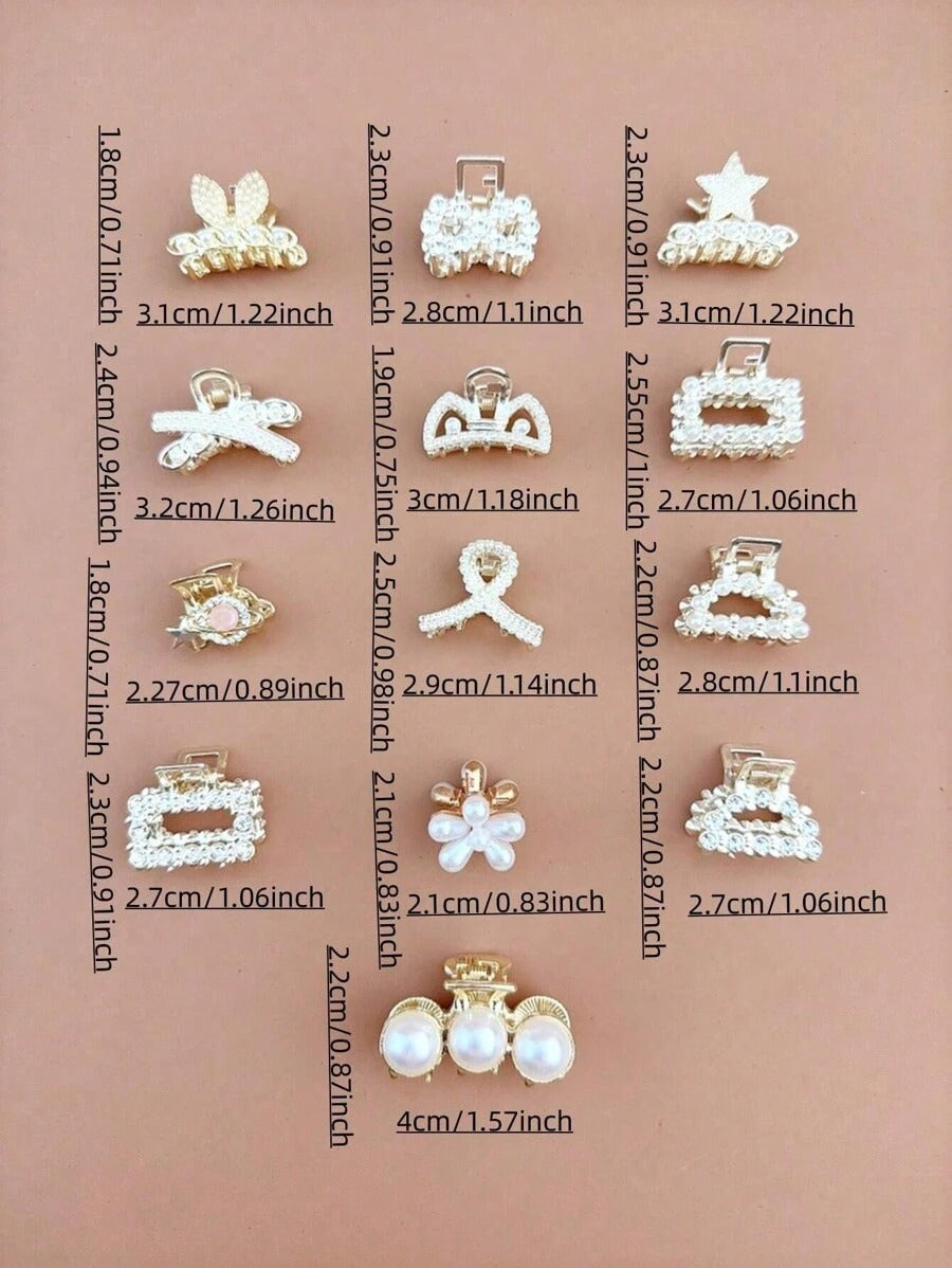 SHEIN مشابك شعر معدنية مرصعة بالراين