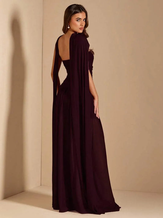SHEIN BAE A فستان أنيق بدون أكمام بخطوط مجعدة على شكل حرف